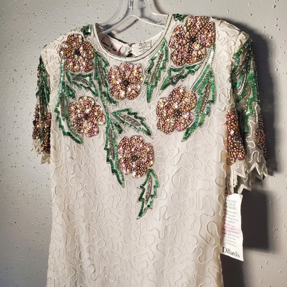 NWT Lawrence Kazar Vintage Beaded Dress Size Large
